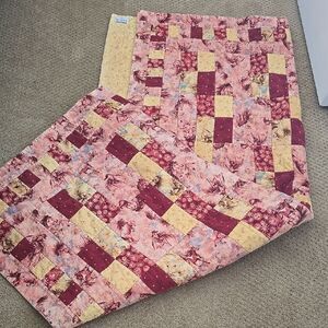 Patchwork Quilt with Floral Patterns Approximately 64by72"